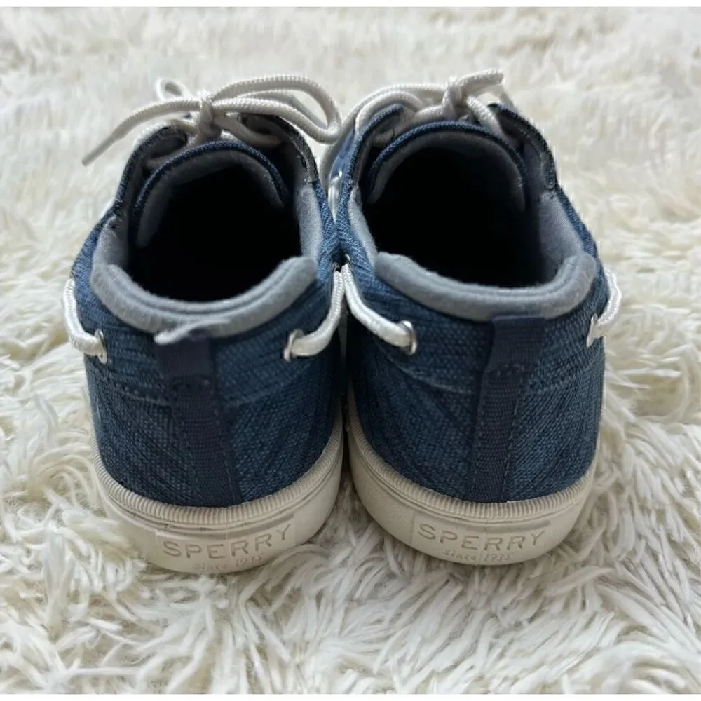 Excellent Used Condition Blue & White Sperry Loafers Size 3
